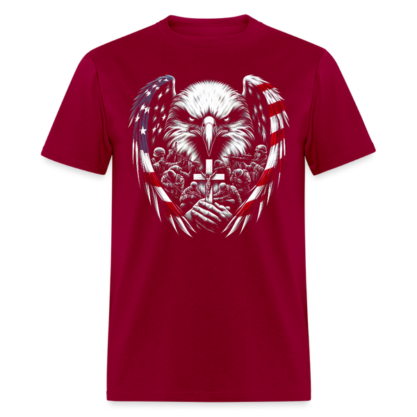 Eagle American Flag Veterans Patriotic T Shirt - dark red