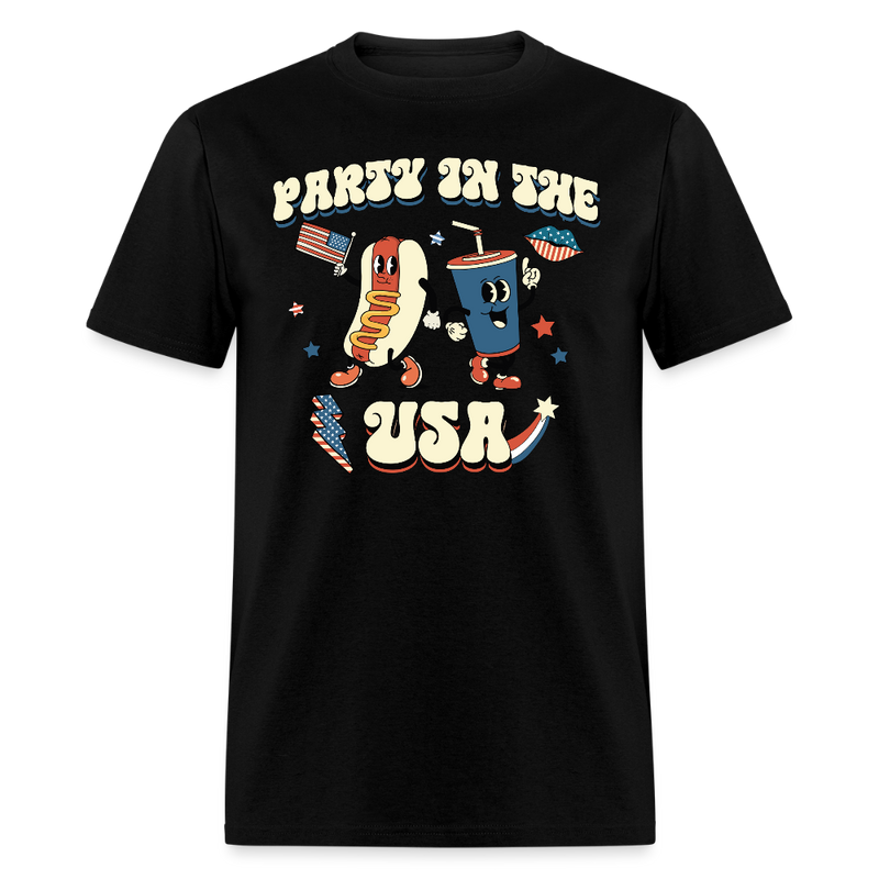 Party In The USA Retro T Shirt - black
