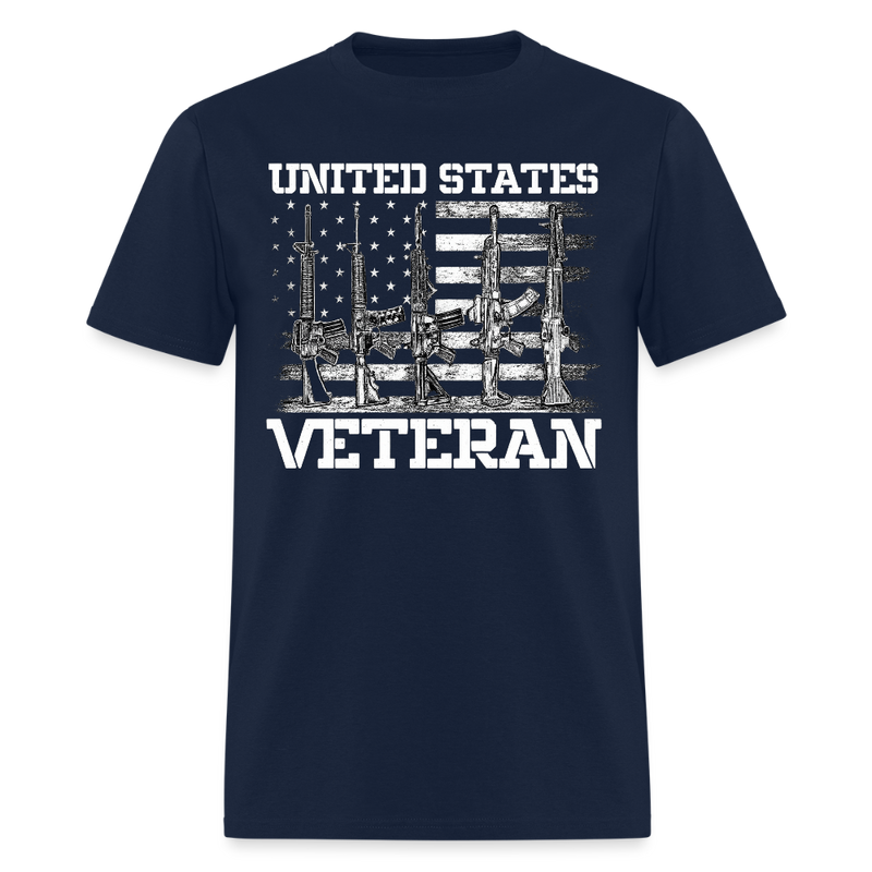 USA Flag and Veteran T Shirt - navy
