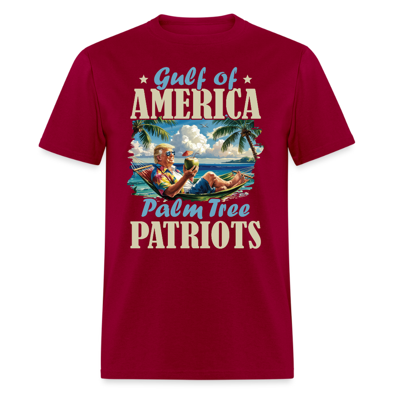Gulf of America Palm Tree Patriots T Shirt - dark red