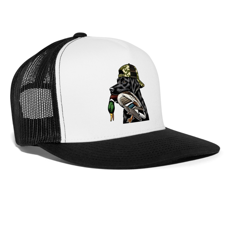 Labrador Hunting Dog Trucker Hat - white/black