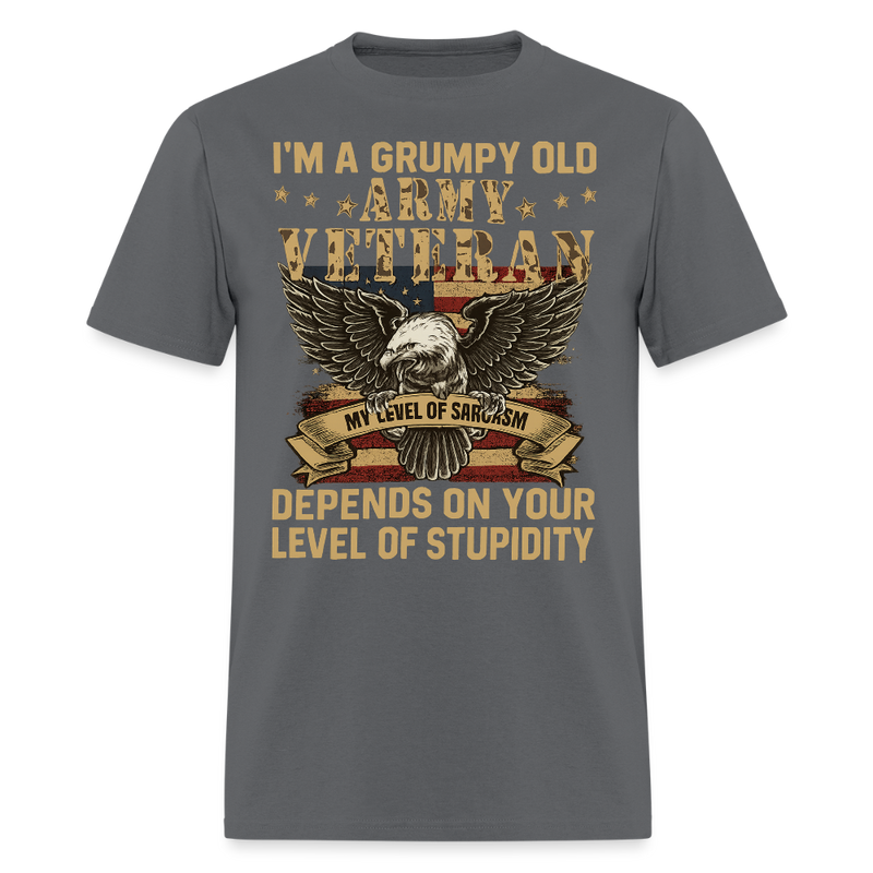 I'm a Grumpy Old Army Veteran T Shirt - charcoal