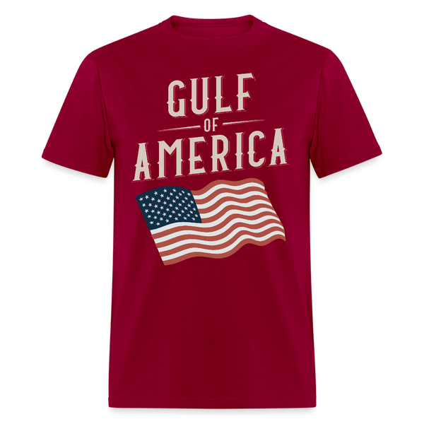 Gulf of America Flag Waving T Shirt - dark red