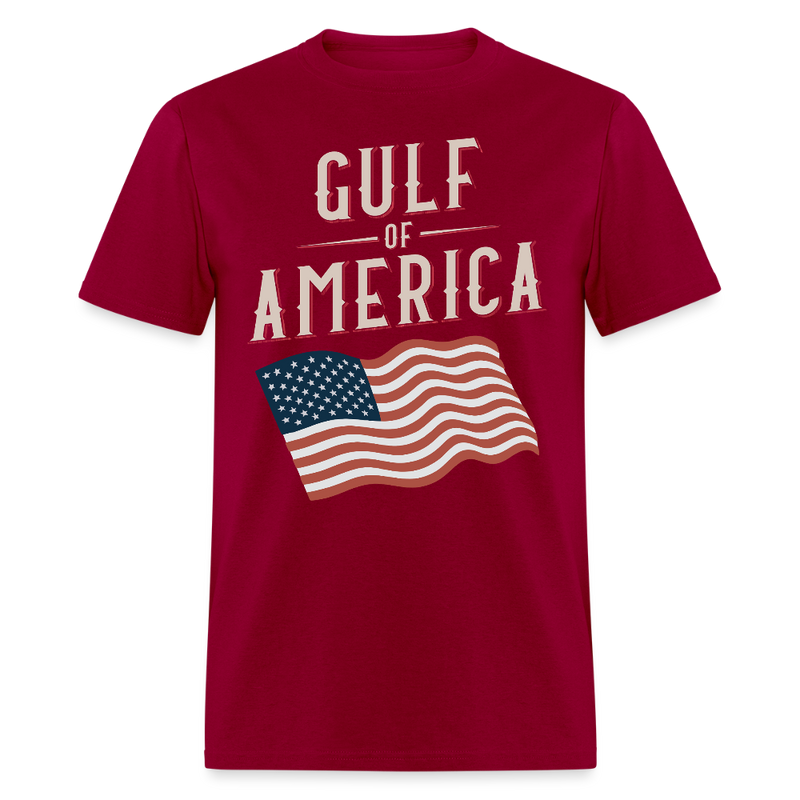 Gulf of America Flag Waving T Shirt - dark red