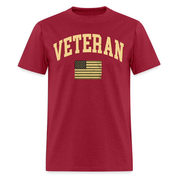 Veteran USA Flag T Shirt - 2 - dark red