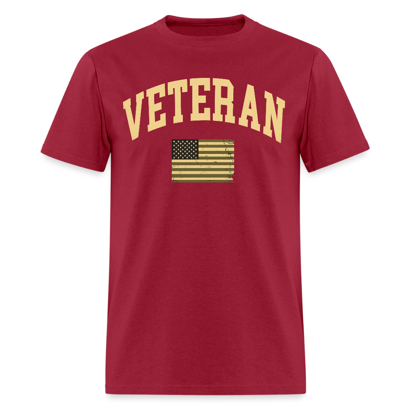 Veteran USA Flag T Shirt - 2 - dark red