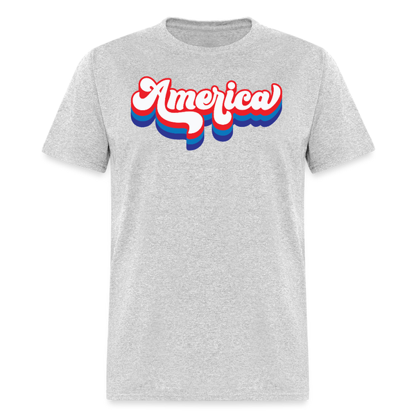 Retro America Patriotic T Shirt - heather gray