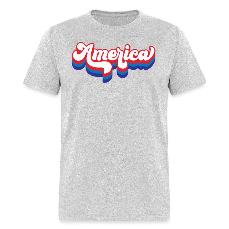 Retro America Patriotic T Shirt - heather gray