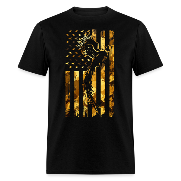 American Flag Pheasant Bird Hunter T Shirt - black