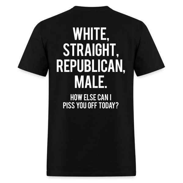 White Straight Republican Male Back Print T Shirt - black