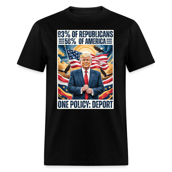 93% of Republicans 58% of America One Policy Deport T Shirt - black