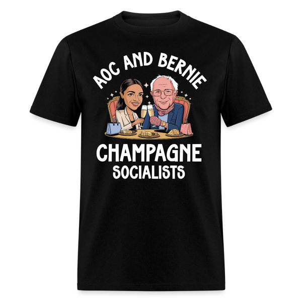 AOC And Bernie - Champagne Socialists T Shirt - black