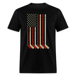 USA Flag Patriotic American Hockey T Shirt - black