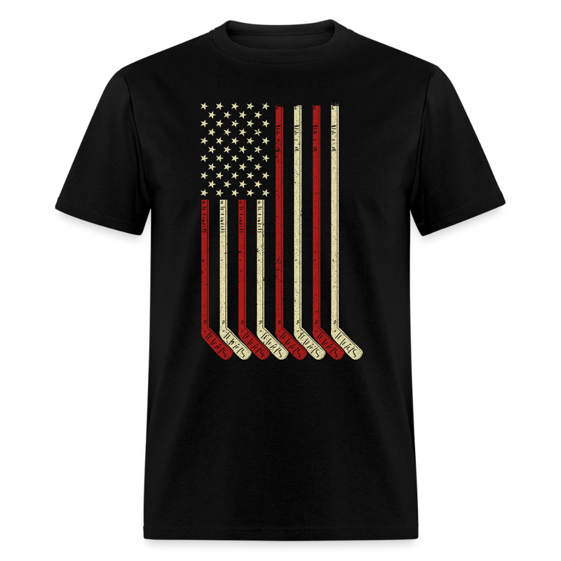 USA Flag Patriotic American Hockey T Shirt - black