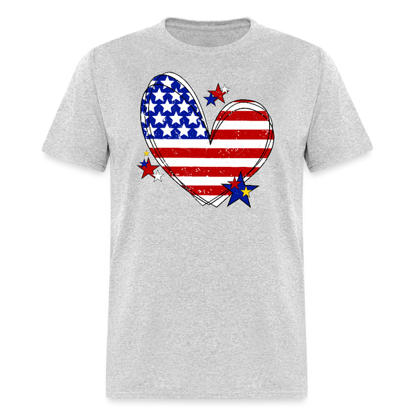 American Heart T Shirt - heather gray