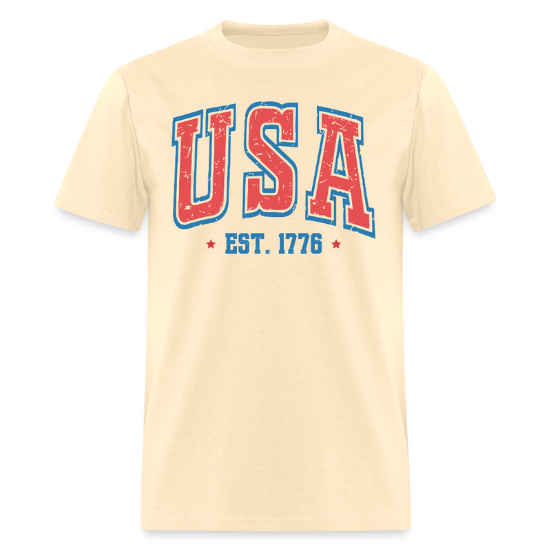 USA Est. 1776 America Flag T Shirt - natural