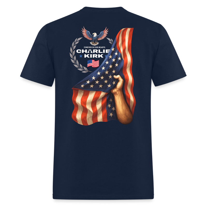 Freedom Bald Eagle Charlie Kirk Forever In Our Hearts T Shirt - 2 - navy