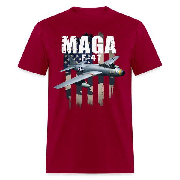 MAGA F-47 America Flag T Shirt - dark red