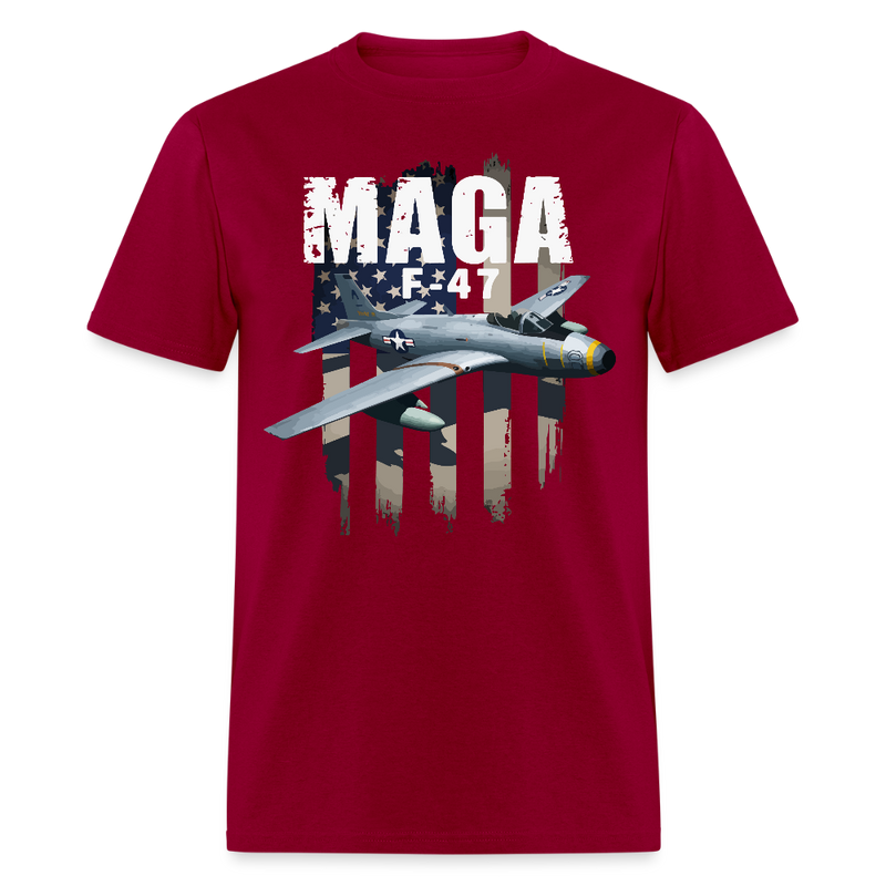 MAGA F-47 America Flag T Shirt - dark red