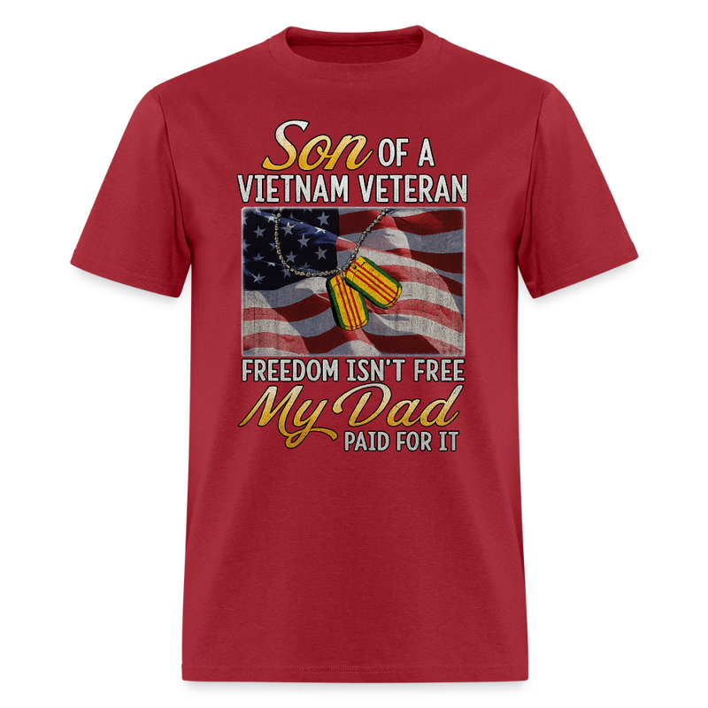 Son of Vietnam Veteran T Shirt - 4 - dark red
