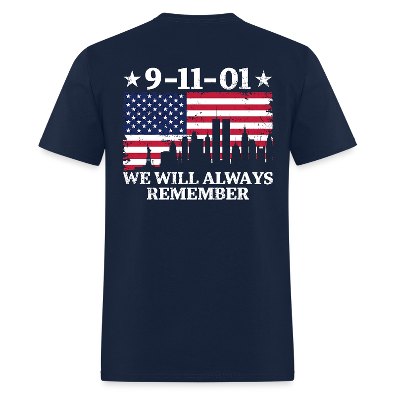 September 11th We Will Always Remember T Shirt - navy