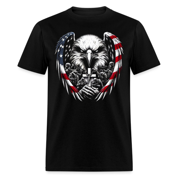 Eagle American Flag Veterans Patriotic T Shirt - black