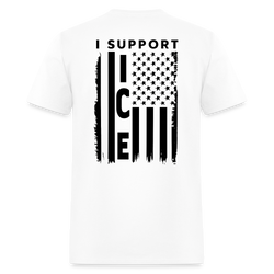I Support ICE American Flag T Shirt - white
