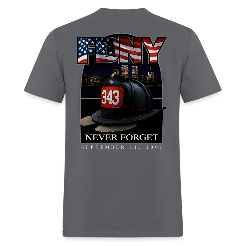 FDNY Never Forget September 11, 2021 T Shirt - charcoal