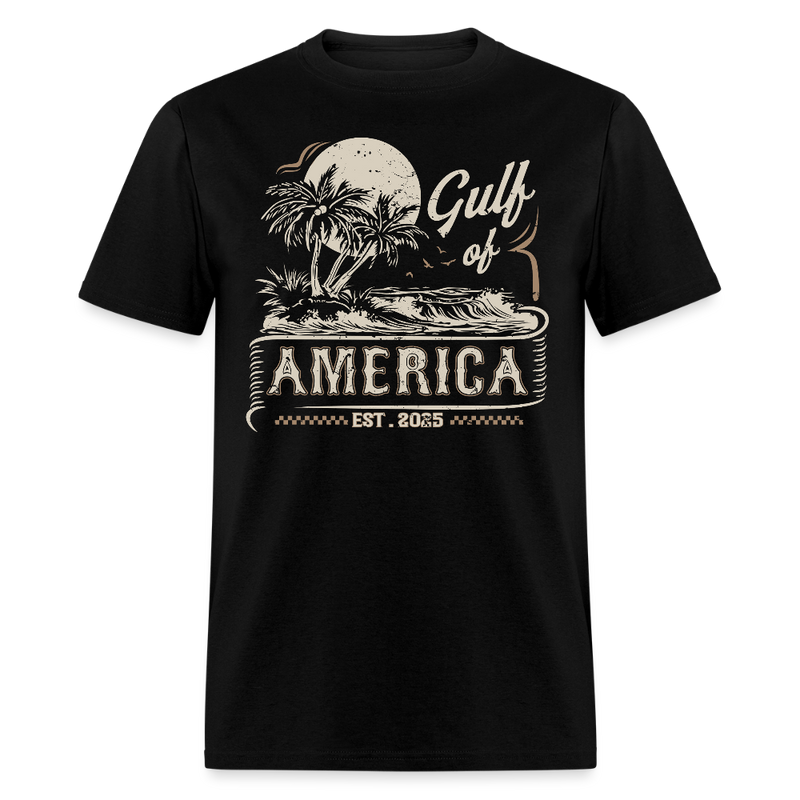 Gulf of America Est. 2025 Retro Beach T Shirt - black