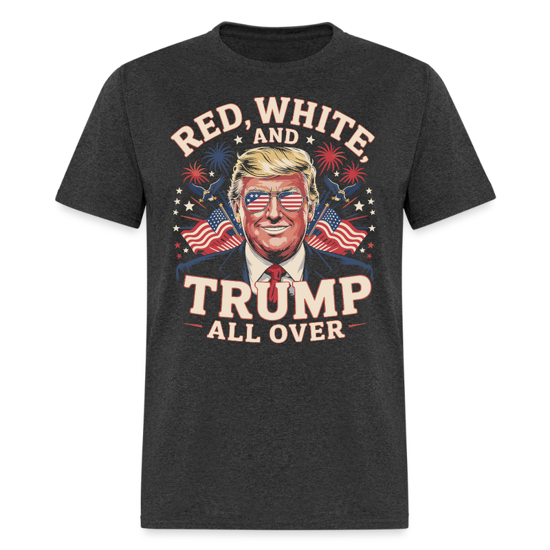 Red White And Trump All Over T Shirt - heather black
