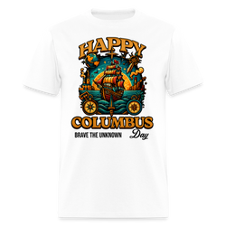 Brave the Unknown Colombus Day T Shirt - white