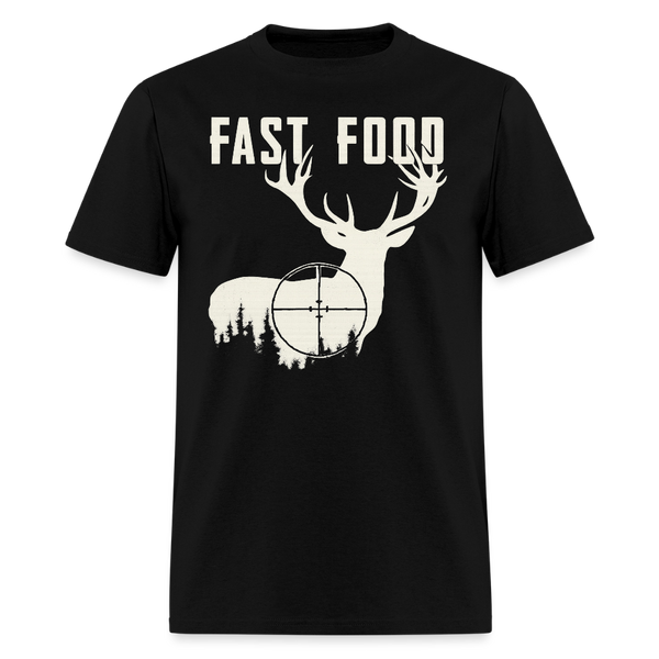 Fast Food Deer Hunting T Shirt - black