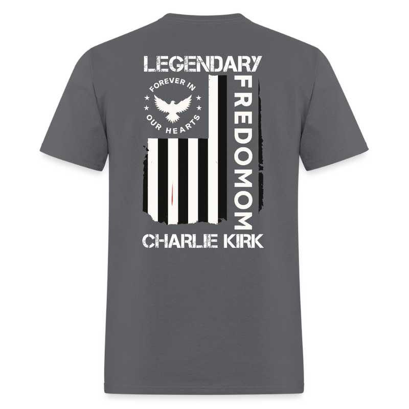 Forever In Our Heart US Flag RIP Charlie Kirk T Shirt - charcoal