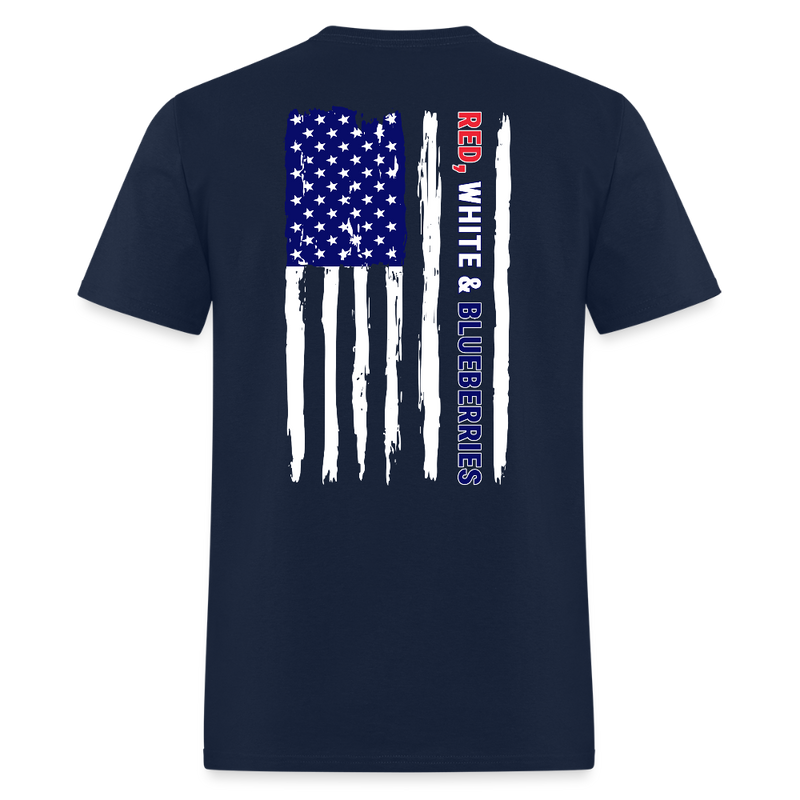 Freedom Charlie Red White and Blueberries US Flag T Shirt - navy