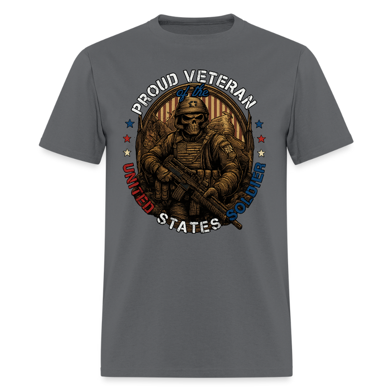 Proud Veteran T Shirt - charcoal