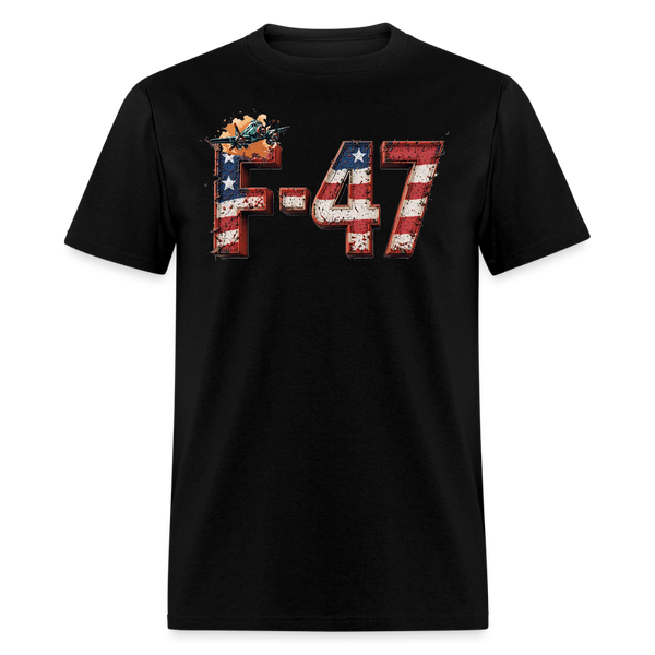 F-47 USA Flag T Shirt - black