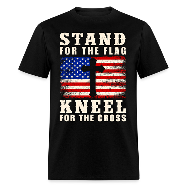 Stand For The Flag Kneel For The Cross T Shirt - black