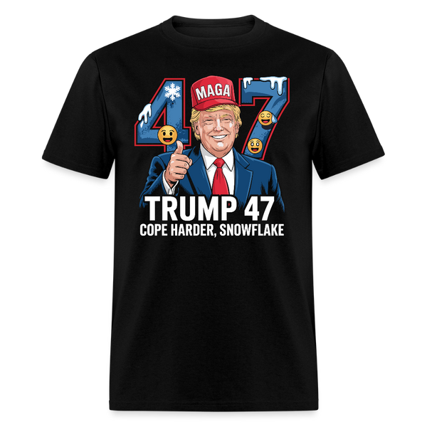 Trump 47 Cope Harder Snowflake T Shirt - black