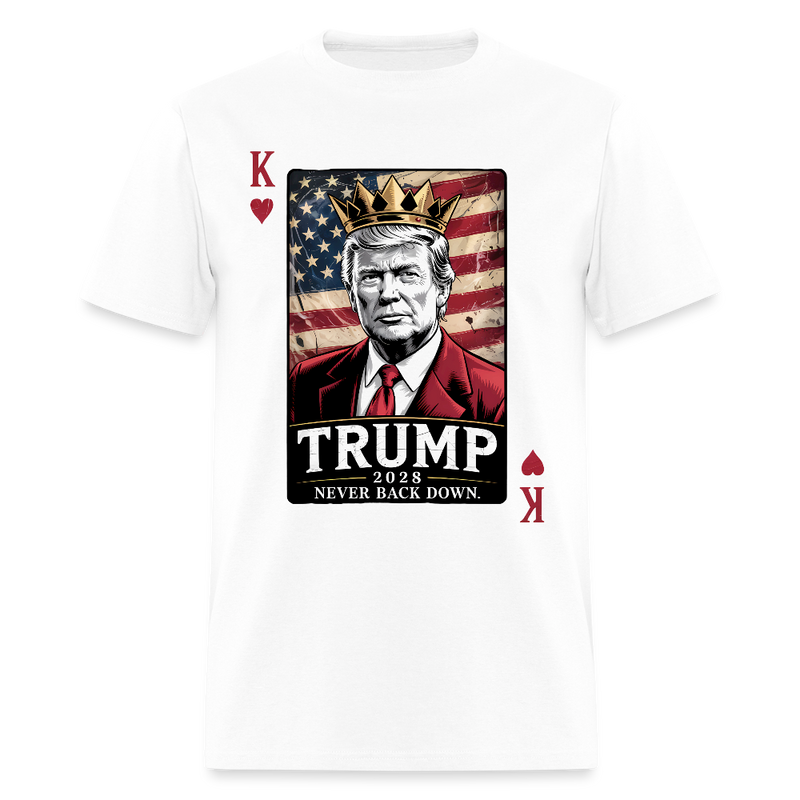 Trump 2028 Never Back Down T Shirt - white