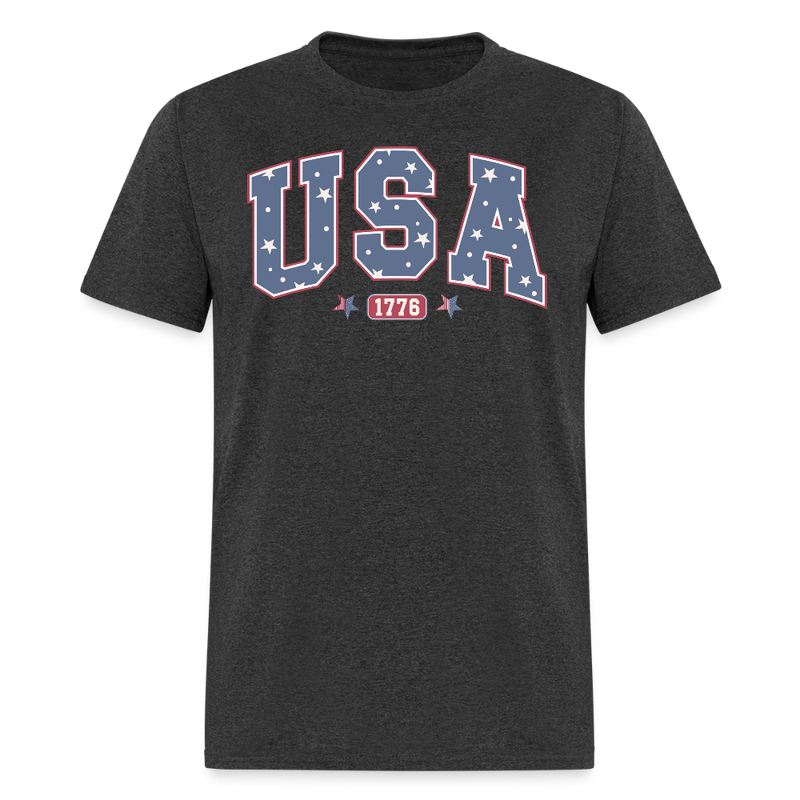 USA 1776 Retro T Shirt - heather black