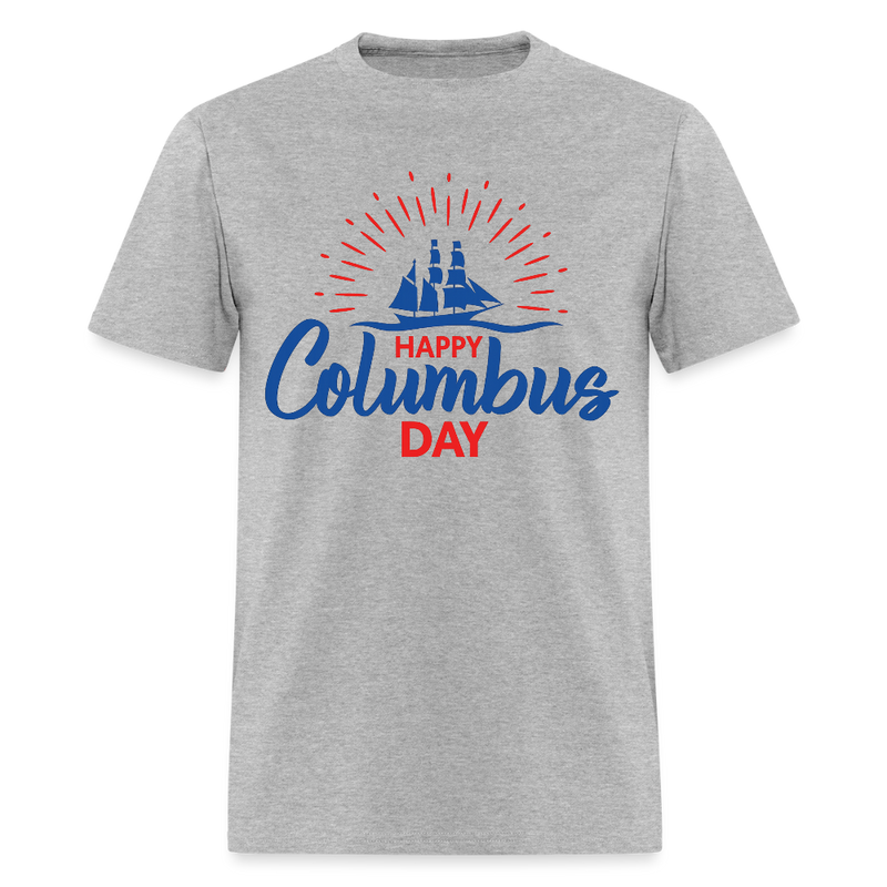 Happy Colombus Day T Shirt - 2 - heather gray