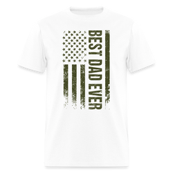 Best Dad Ever America Flag T Shirt - white
