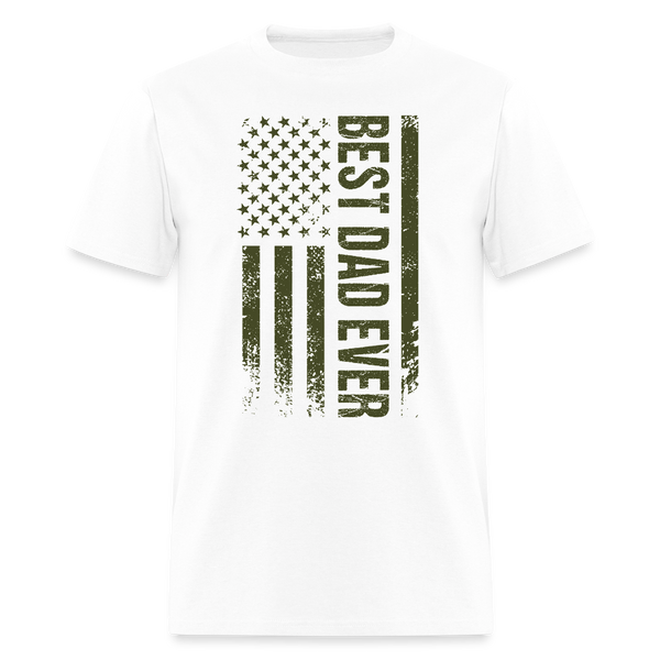 Best Dad Ever America Flag T Shirt - white