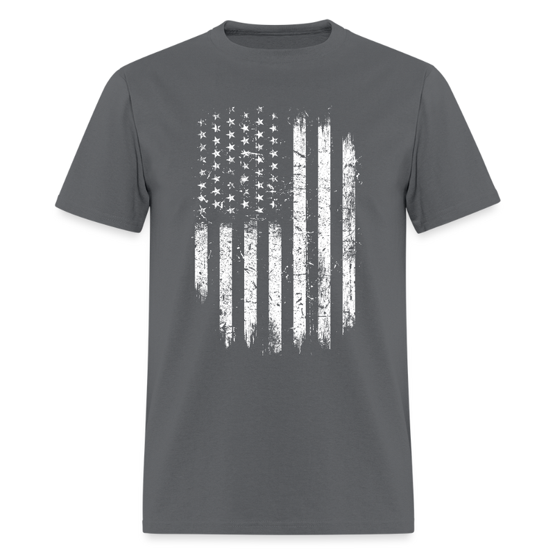 Grunge USA Flag Patriotic T Shirt - charcoal