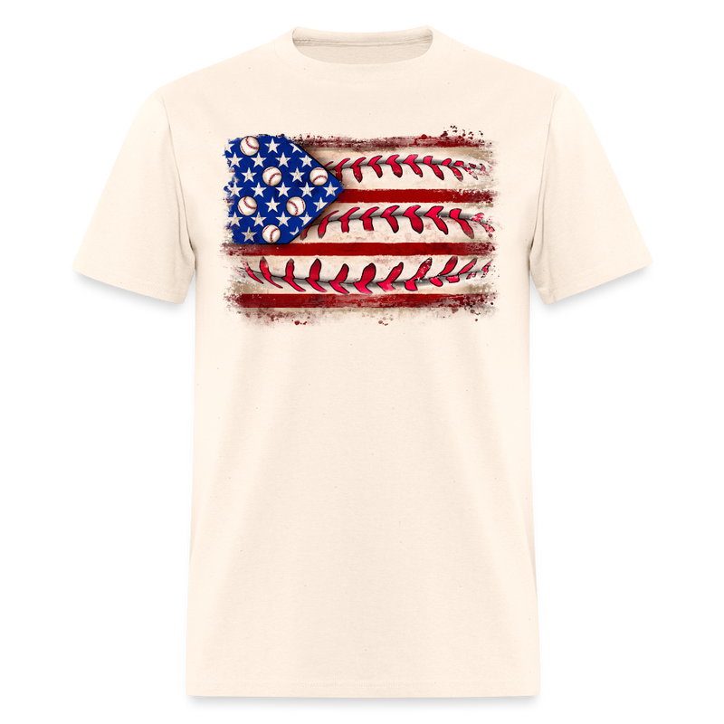 Baseball American Flag T Shirt - natural