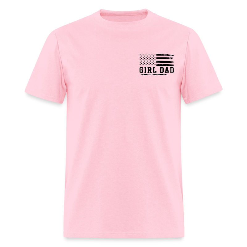 Girl Dad Fist Bump American Flag T Shirt - pink