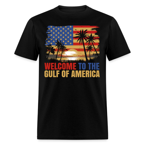 Welcome To The Gulf Of America Flag Beach T Shirt - black