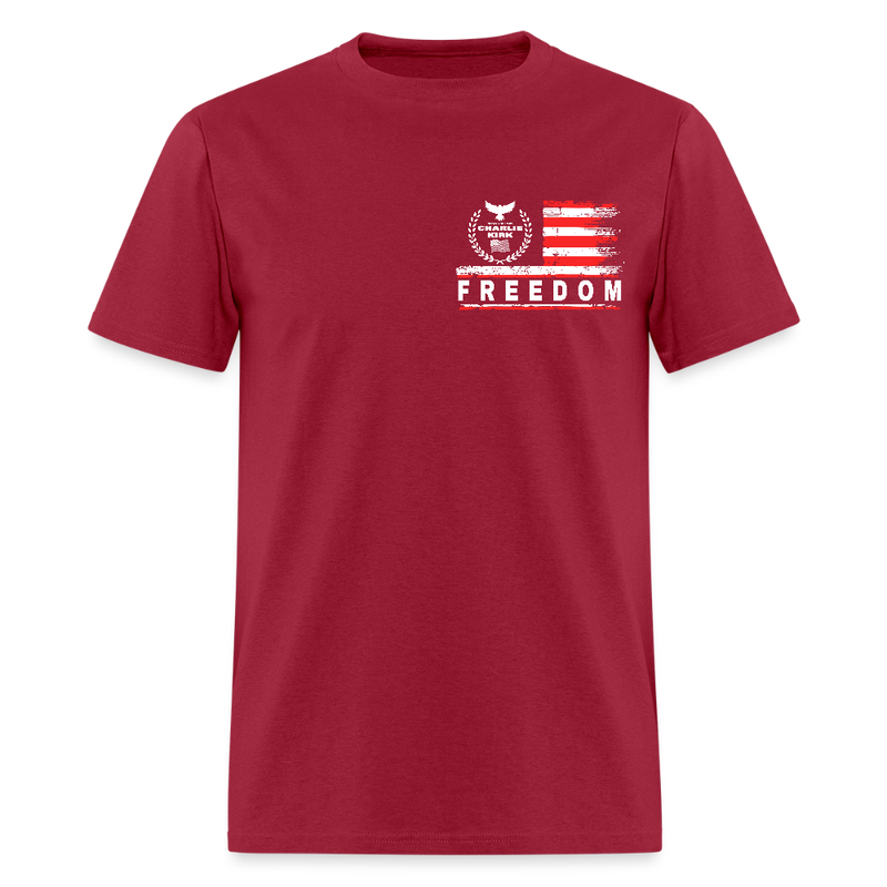 RIP Charlie Kirk Forever In Our Heart US Flag Black T Shirt - dark red