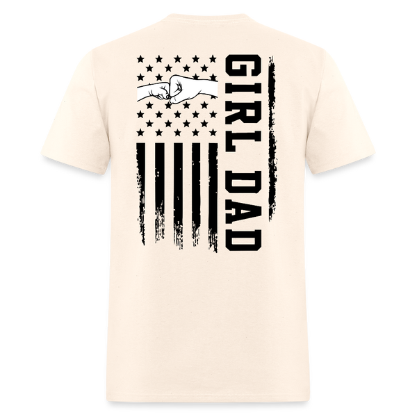 Girl Dad Fist Bump American Flag T Shirt - natural