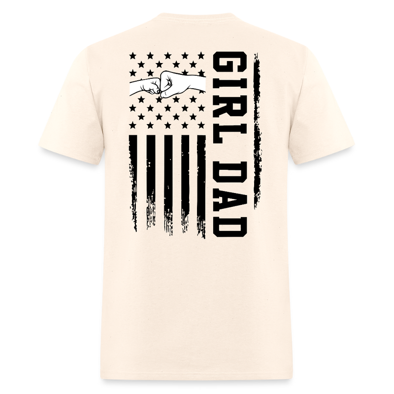 Girl Dad Fist Bump American Flag T Shirt - natural